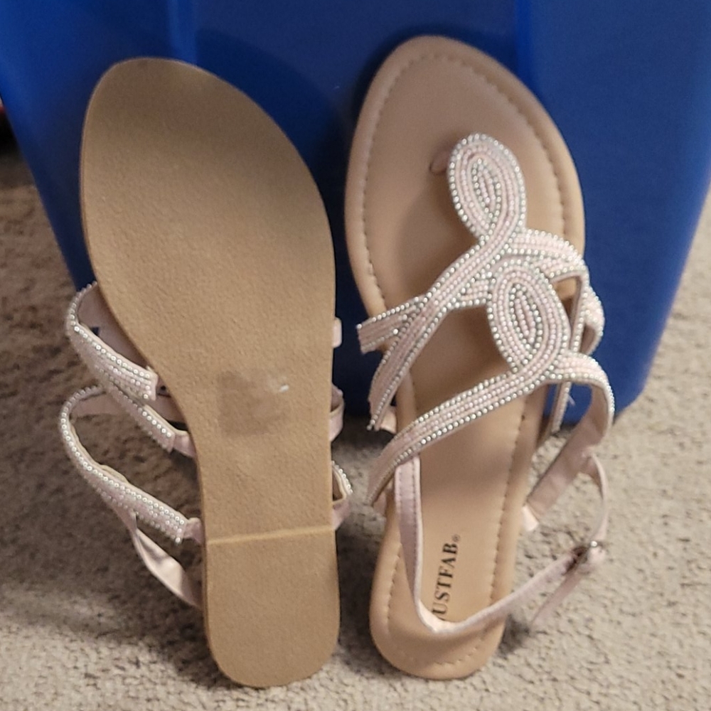 Women's pink beaded sandals